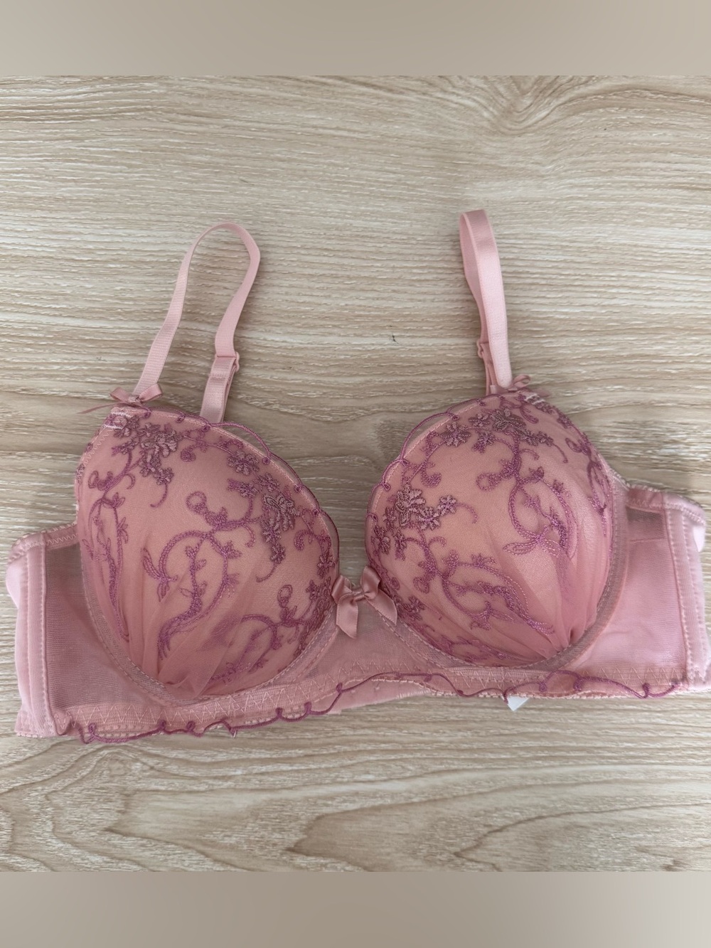 34B Mermaid Embroidered Shell Bra Pink Princess Coquette Preppy